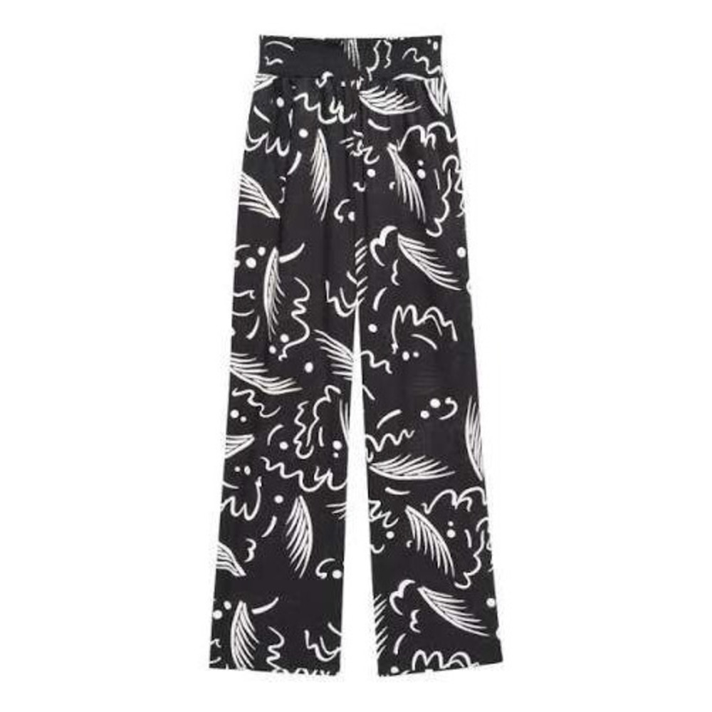 Rails Brendon Tahiti Night Black White Beach Wide Leg Cotton Pants S Resortwear